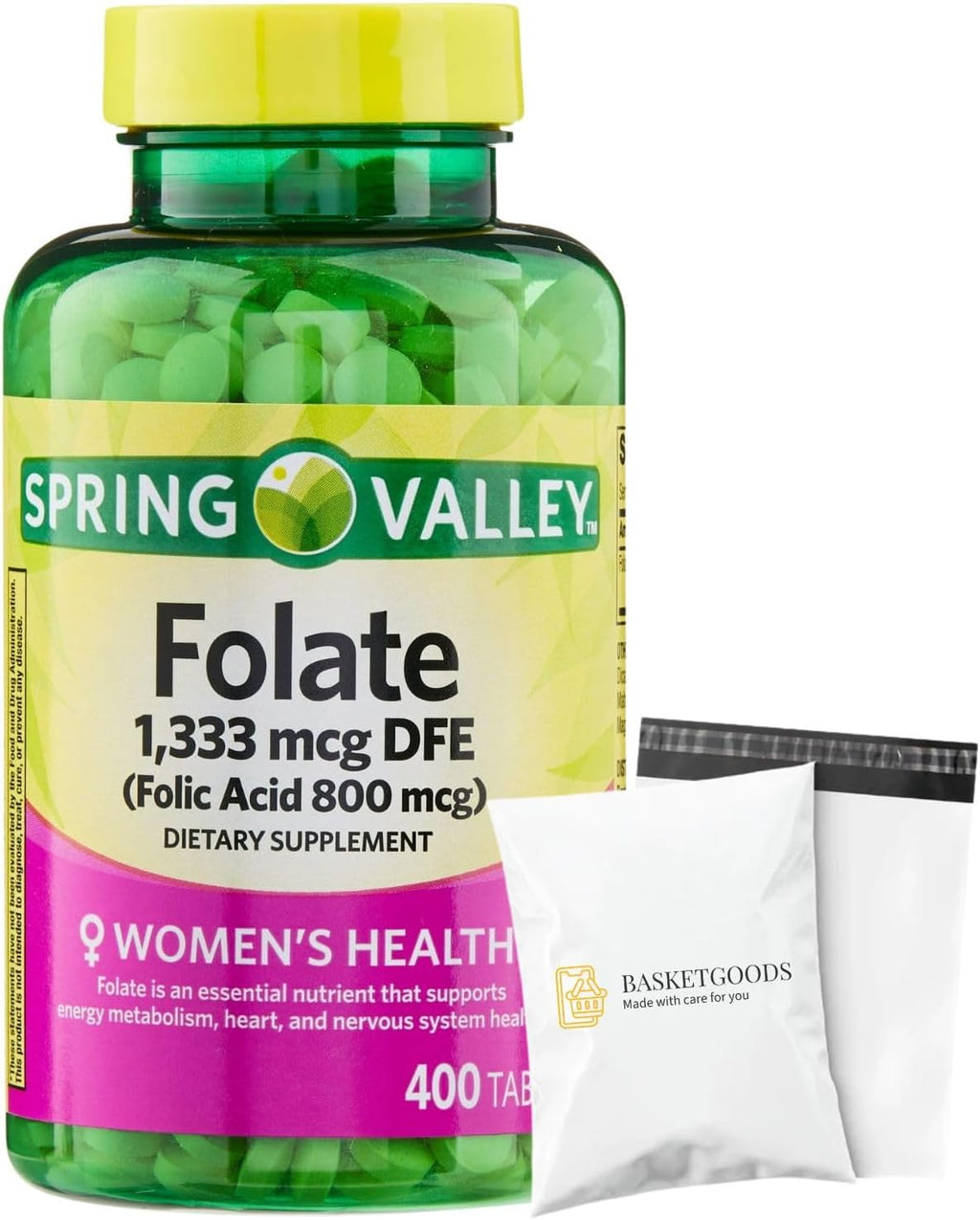 Spring Valley Folate Dietary Supplement, 1333 mcg DFE, 400 Comprimidos