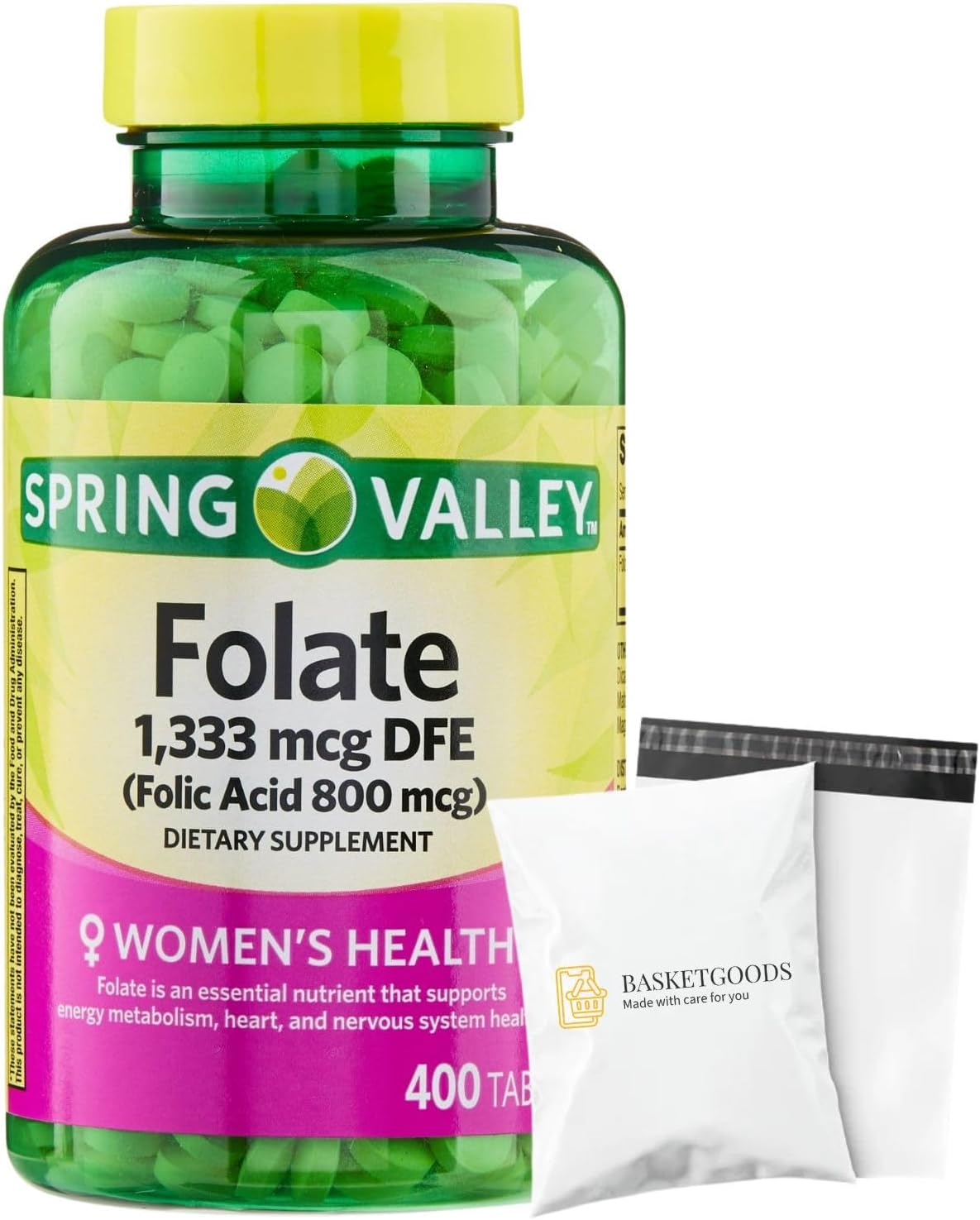 Spring Valley Folate Dietary Supplement, 1333 mcg DFE, 400 Comprimidos