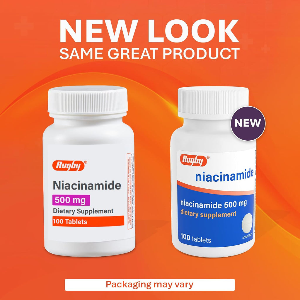 Rugby Niacinamida 500 mg - 100 Tabletas (Paquete de 3)