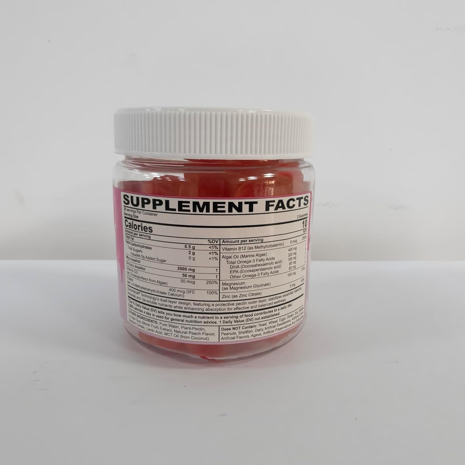 Gominolas de Myo-Inositol y D-Chiro Inositol con Omega-3, Folato, Vitamina D3, B12, Magnesio y Zinc - 60 Gominolas
