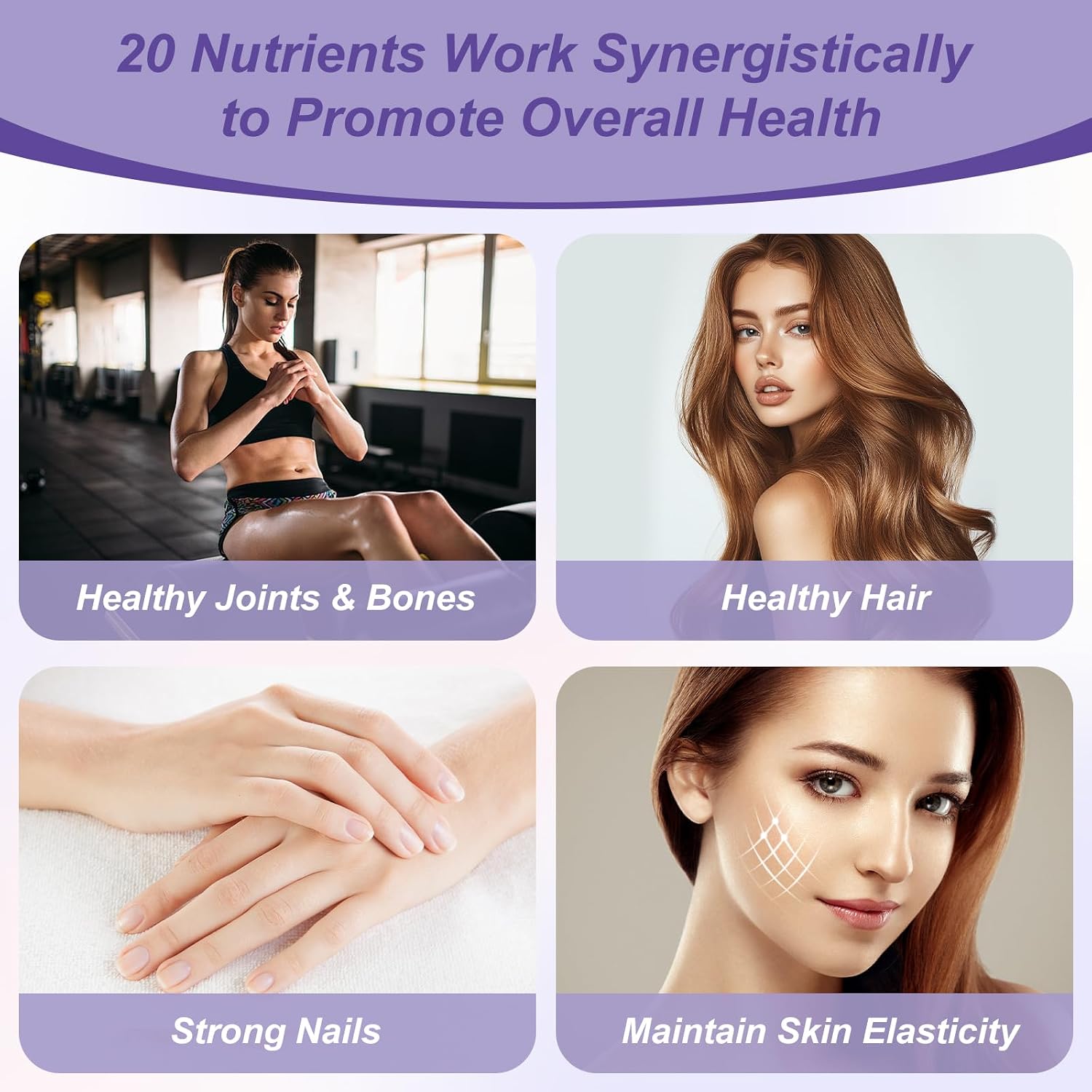 KFG Biotin 10000mcg, Multivitamínico para Mujer con Queratina, Colágeno, Calcio, Niacinamida y Vitaminas A, B, D, C, E - 100 Comprimidos
