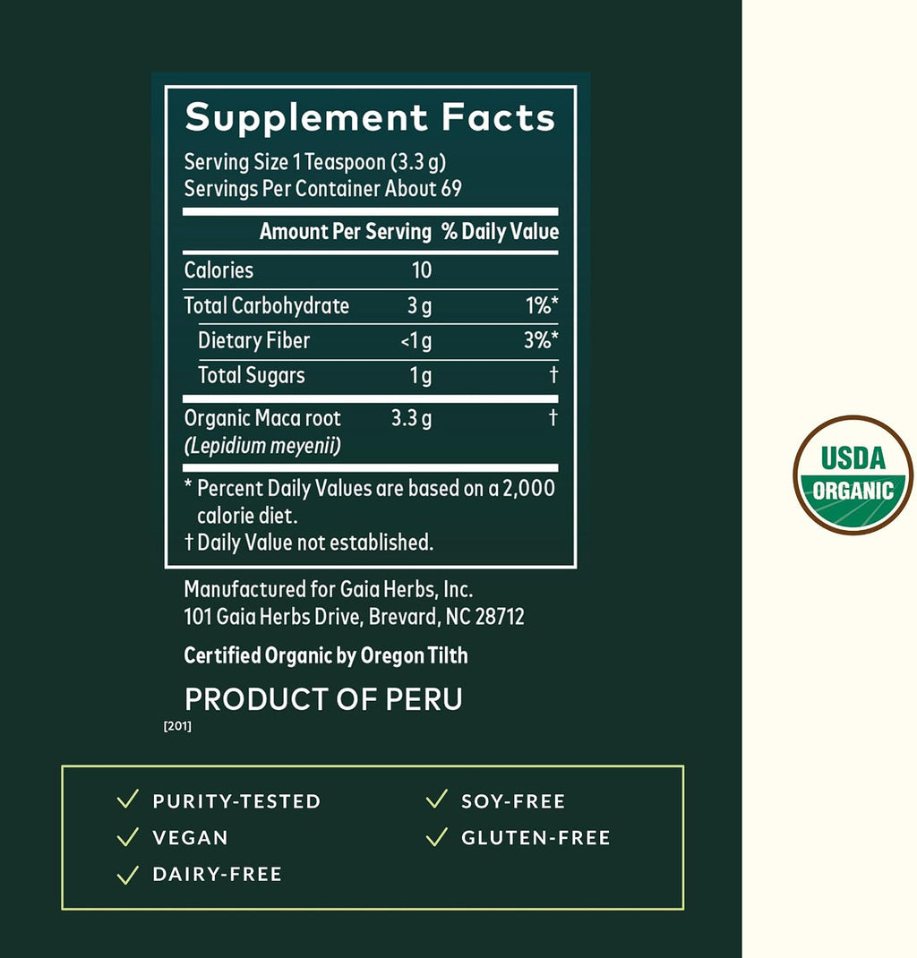 Gaia Herbs Maca en Polvo - Orgánica y Gelatinizada - 227 g (8 oz)