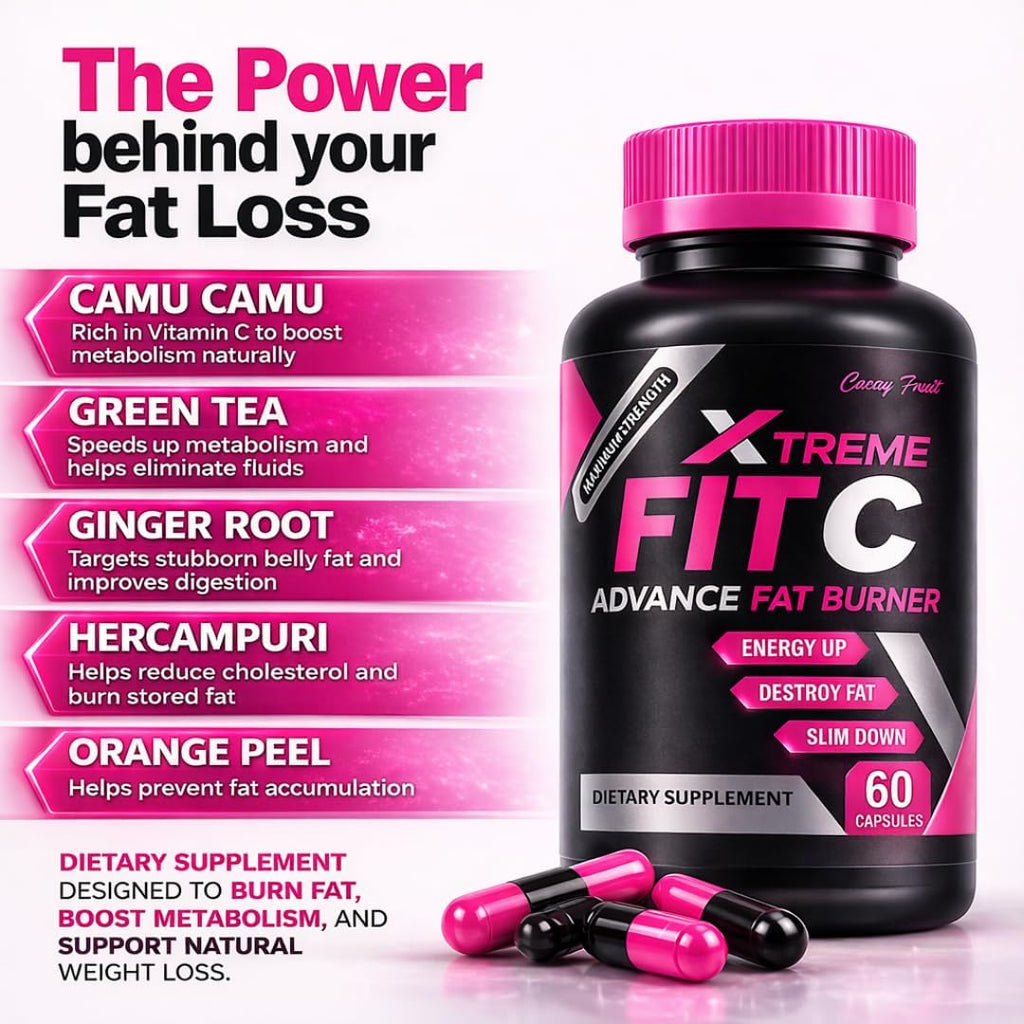 Fit C Xtreme Metabolism Support – Suplemento Herbal con Té Verde, Camu Camu y Jengibre – 60 Cápsulas