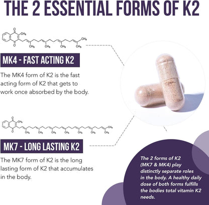 Total K2® | Vitamina K2 como MK7 y MK4 | Más K1 y Cofactor de Vitamina D3 – 620 mcg de K2 por Dosis – All-Trans MK7 de – Image 3