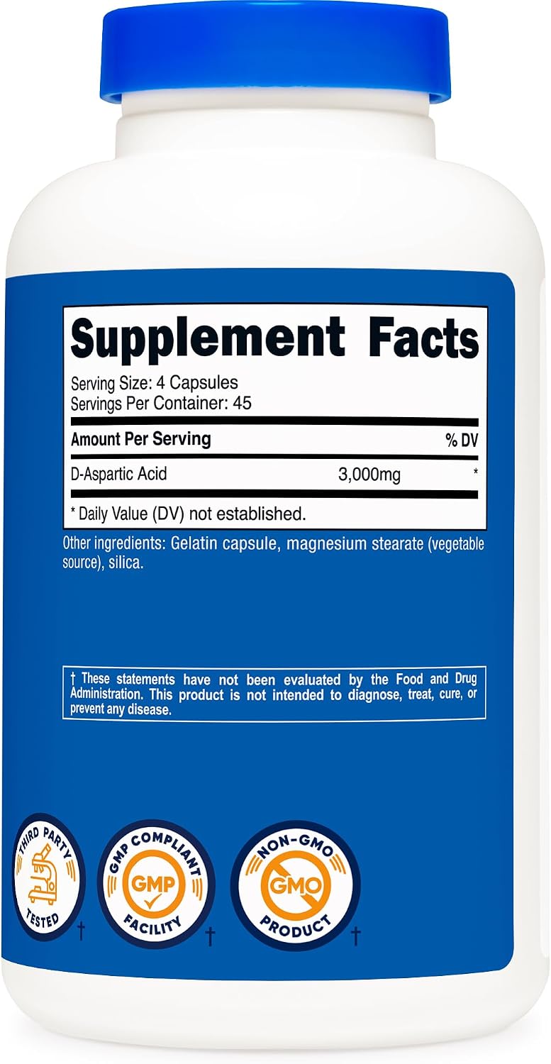Nutricost Ácido D-Aspártico en Cápsulas (180 Cápsulas) Pack de 2