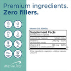 MethylPro Vitamina D3 5,000 UI - 125 mcg - Apoya la fortaleza ósea, el equilibrio inmunológico y el bienestar del estado de ánimo - 90 cápsulas