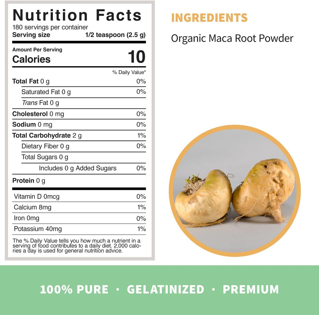 Sprout Living Maca Orgánica Gelatinizada en Polvo, Superalimento, Adaptógeno, 454 g
