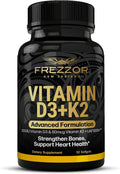 FREZZOR Vitamina D3 y K2 – 2000 UI D3 + 80 mcg K2 (MK-7), 60 Cápsulas Blandas