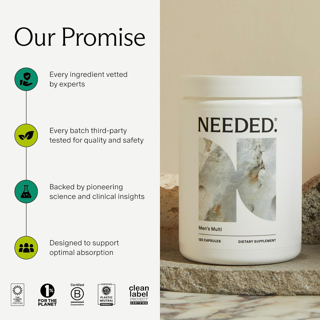 Needed. Multivitamínico para Hombres - 25 Nutrientes para Fertilidad y Salud Masculina