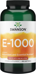 Swanson Natural Vitamin E 1000 UI (671,10 mg) 250 Cápsulas Blandas