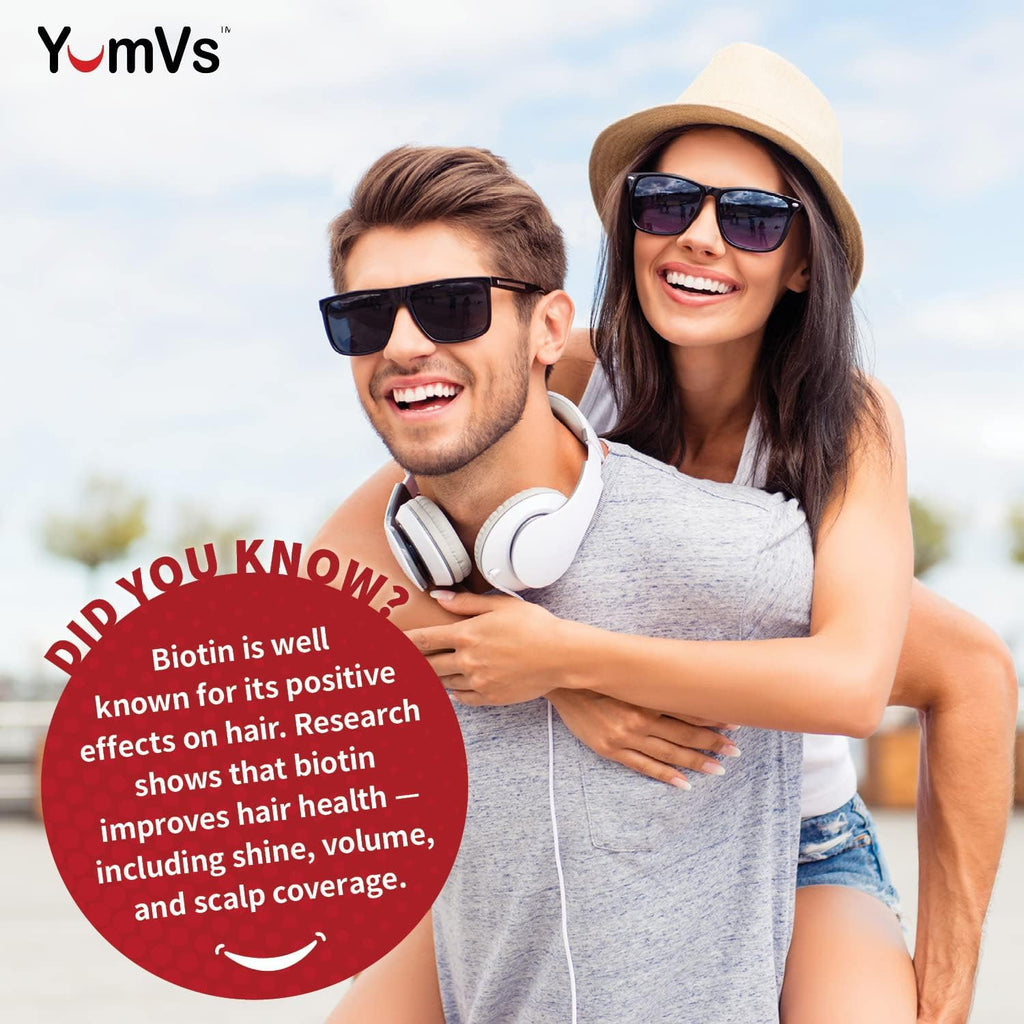YUM-V's Biotin Gummies 5000 mcg – Gominolas de Biotina Sabor Frambuesa – 100 unidades