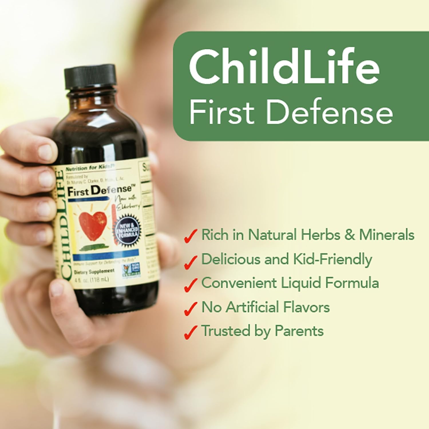 CHILDLIFE ESSENTIALS First Defense - Jarabe de Defensas para Niños con Saúco y Zinc - 118 ml (Pack de 3)