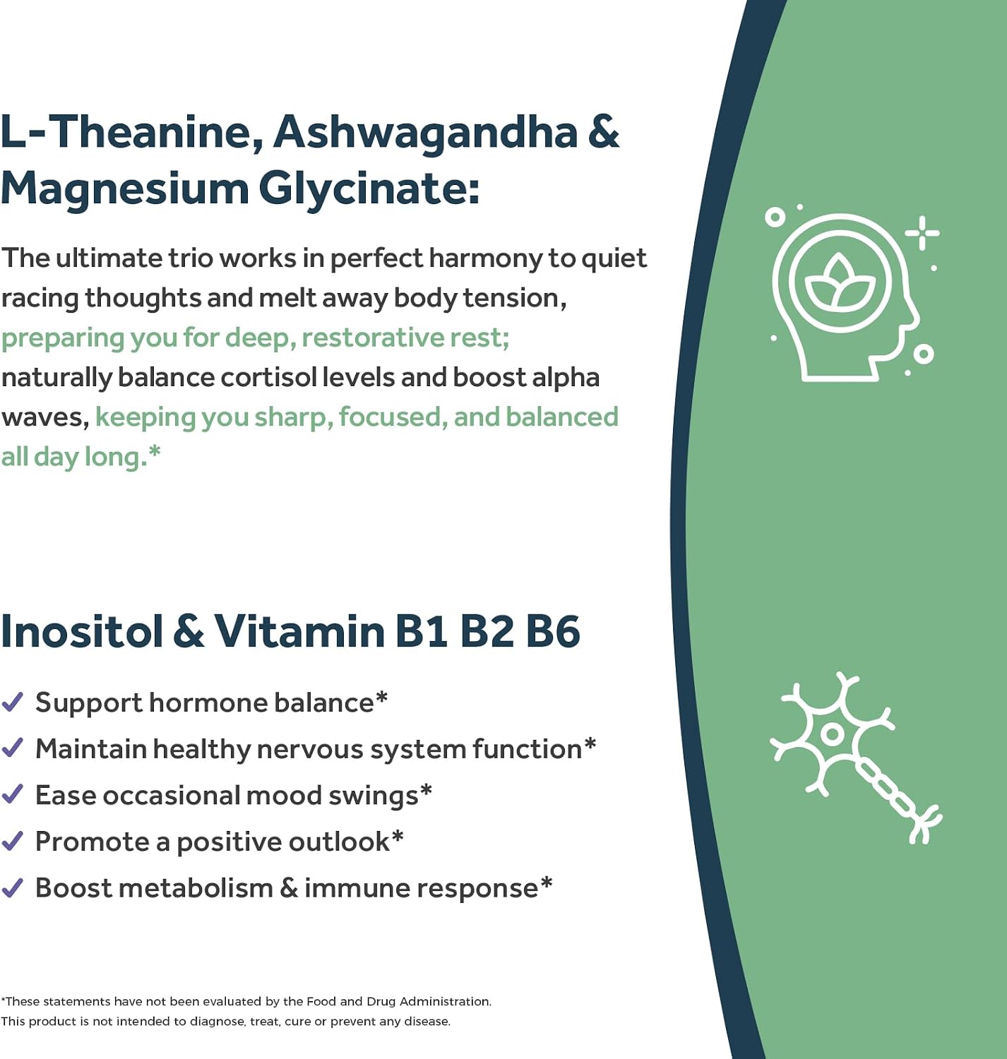 Doctor's Recipes L-Theanine 200 mg con Magnesio Glicinato, Ashwagandha, Inositol y Vitaminas B - 90 Cápsulas