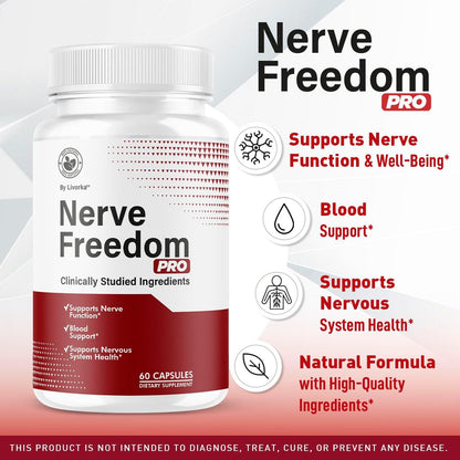 (5 Pack) Nerve Freedom Pro - 300 Cápsulas, Fórmula Avanzada