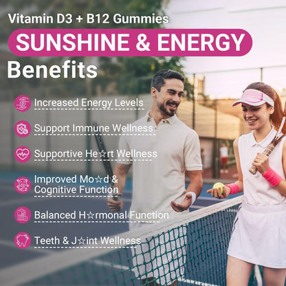 Wiszeen Vitamina D3 B12 Gominolas, 10000 IU D3 + 500mcg Metil-B12, con Ashwagandha, Magnesio, Vitamina K2 – Image 4