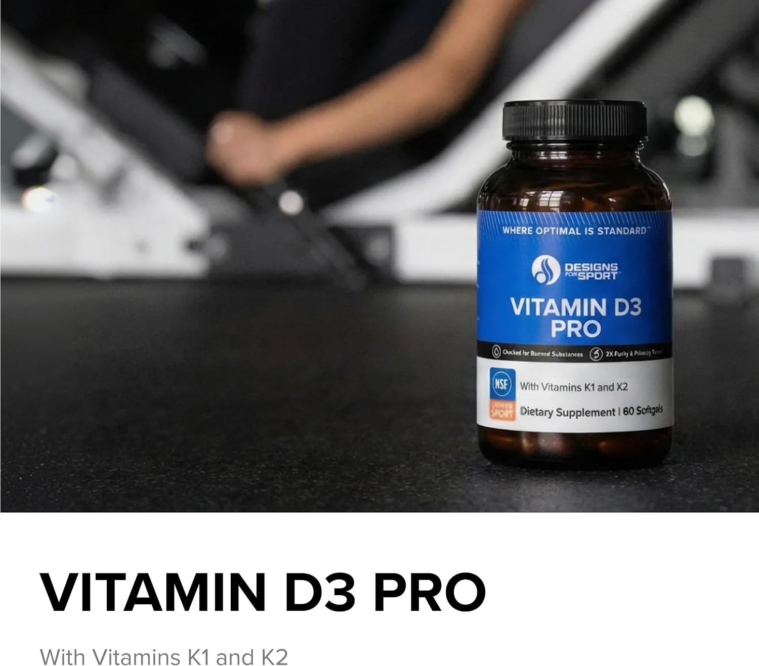 Designs for Sport Vitamin D3 Pro - Vitamina D3, K1 y K2 60 Cápsulas