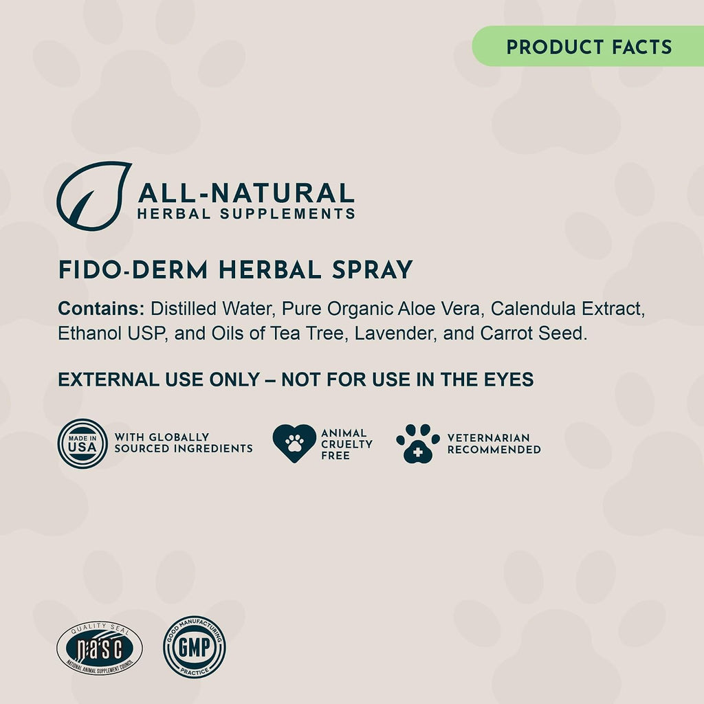 Fido-Derm Spray Herbal para la Piel – Alivio del Picor y Puntos Calientes – 118 ml