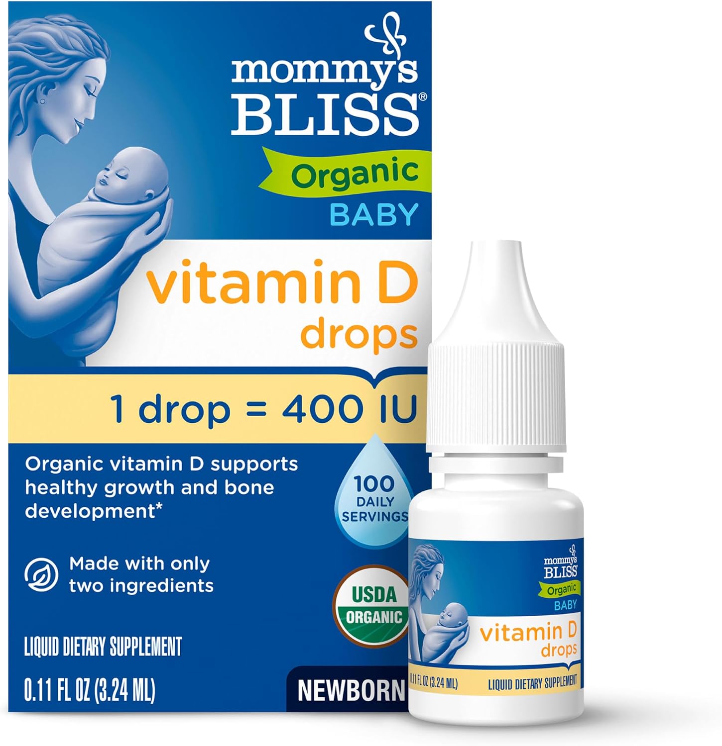 Mommy's Bliss Gotas Orgánicas de Vitamina D para Bebés, 400 UI, 90 gotas