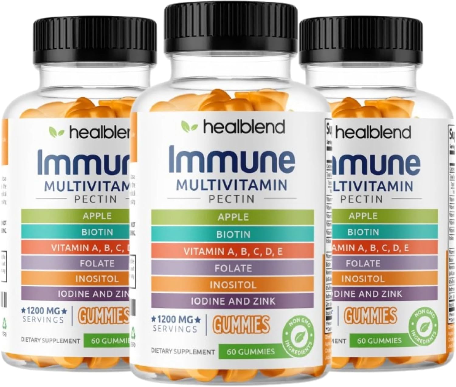 healblend Multivitamin Bear Gummies para Adultos | Vitaminas C, D3, B6, B12, Hierro, Zinc