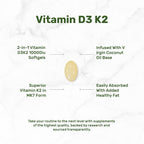 DEAL SUPPLEMENT Vitamina D3 10,000 UI + K2 MK7 200 mcg, 250 Cápsulas Blandas