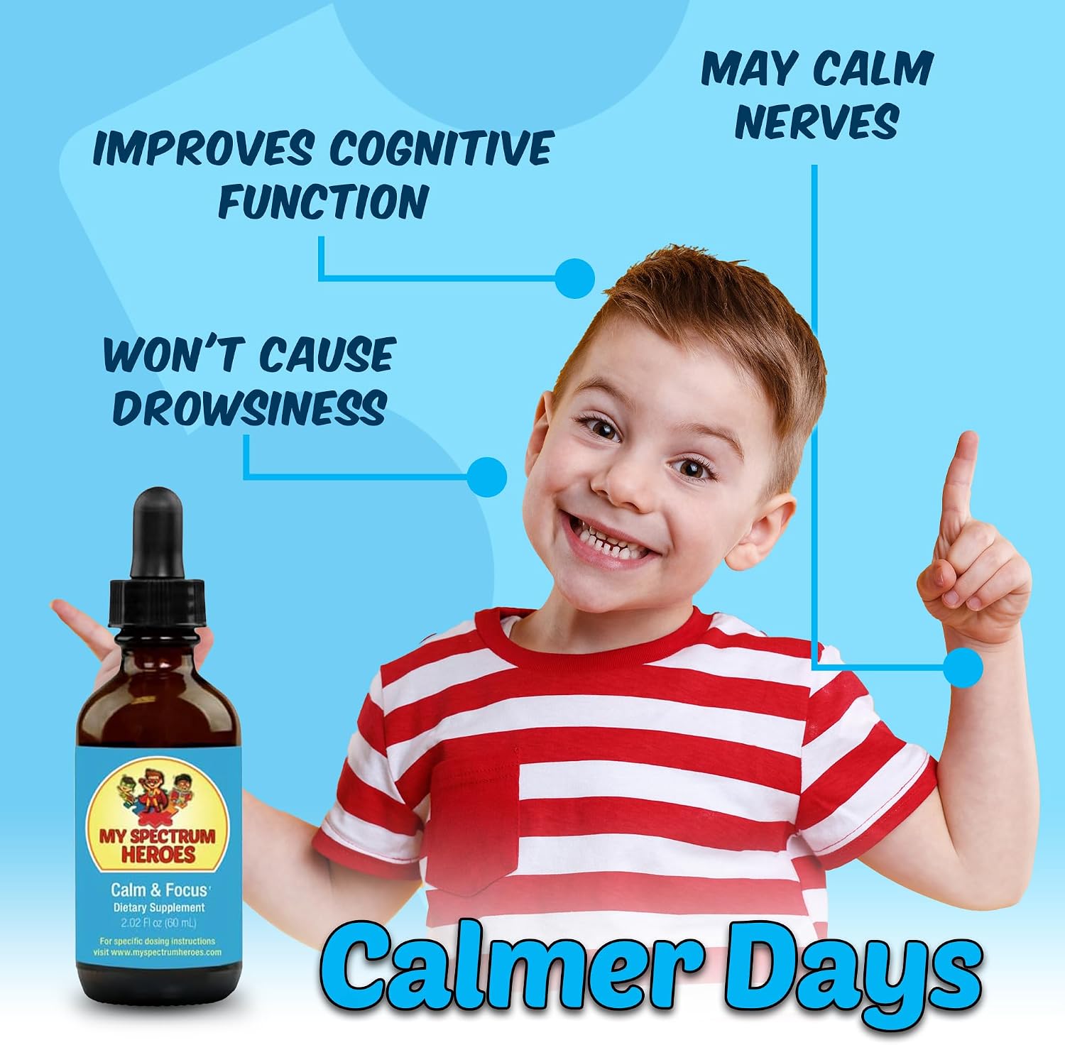 Calm & Focus Drops - Suplemento de apoyo cognitivo con L-teanina, GABA y Huperzina A (60 ml)
