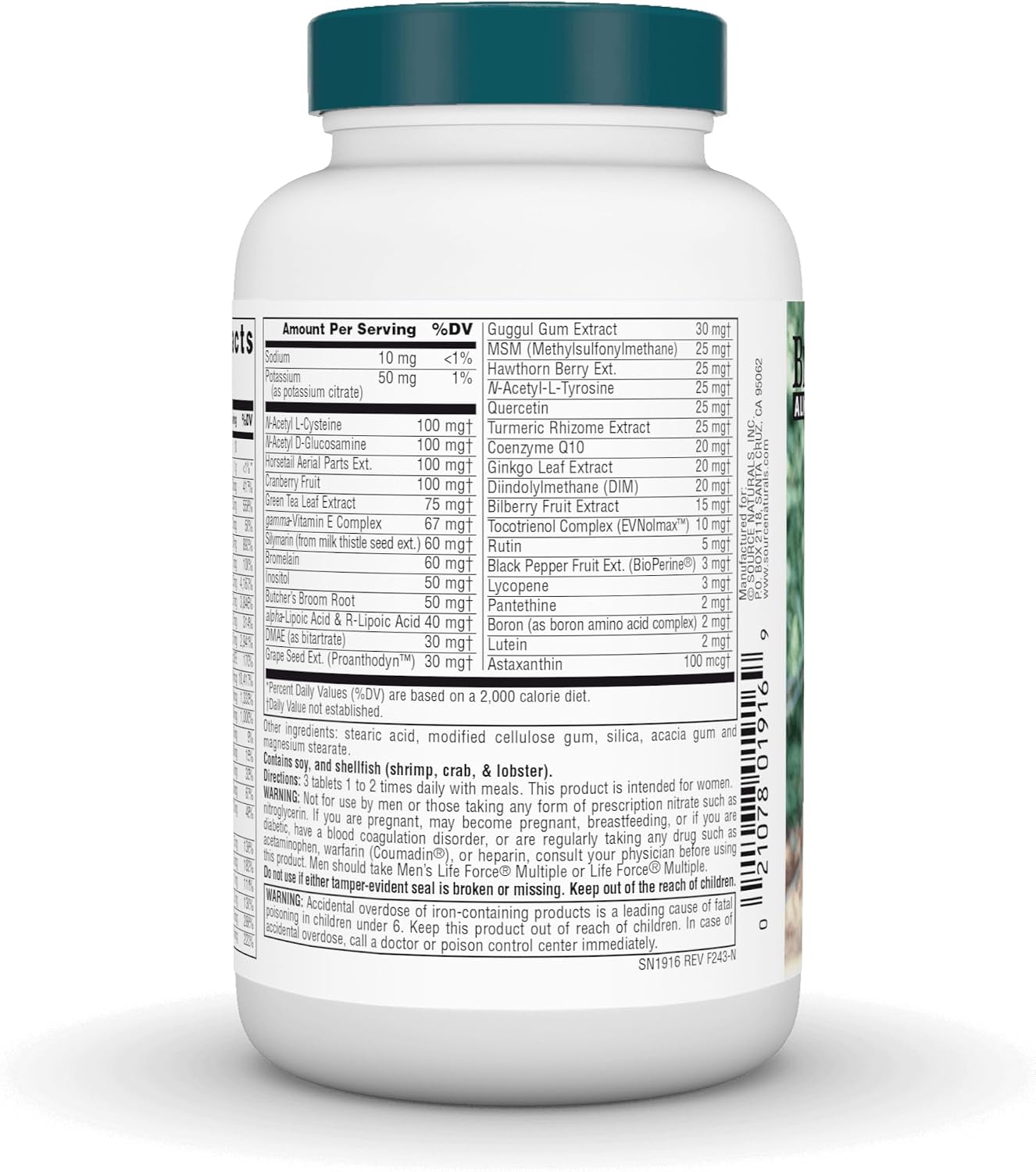 Source Naturals Women's Life Force Multiple – Multivitamínico diario para mujeres – 90 comprimidos