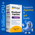 Rising Health RisaQuad™ Probiotic Capsules – 40 mg (8 Billion CFU+) Proprietary Blend for Digestive & Gut Health | Shelf Stable - 30 Capsules