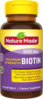 Nature Made Biotina de Máxima Potencia 5000 mcg Cápsulas Blandas - 120 Cápsulas