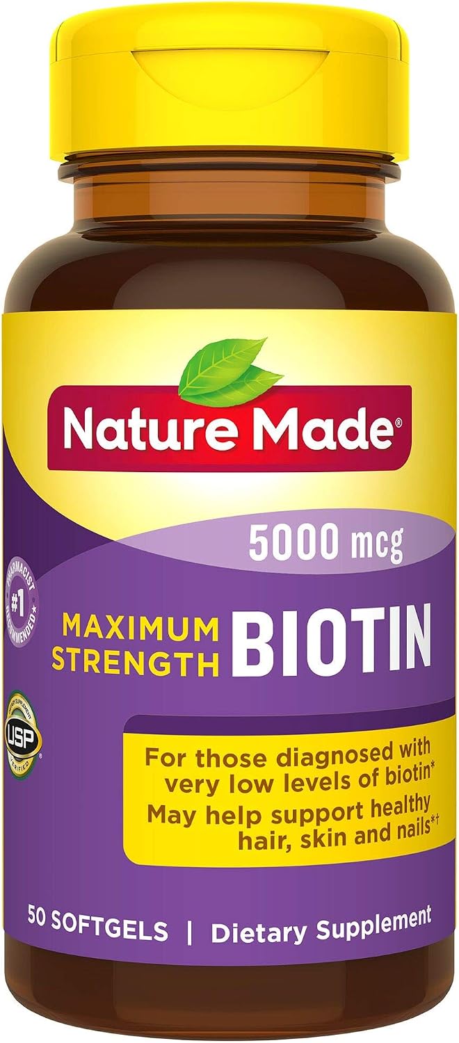 Nature Made Biotina de Máxima Potencia 5000 mcg Cápsulas Blandas - 120 Cápsulas
