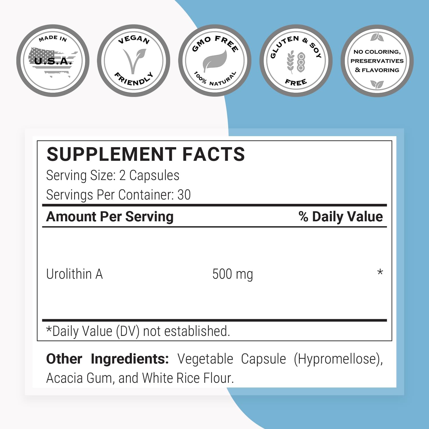 Supersmart Urolithin A - Postbiotic Supplement from Pomegranate Extract | Non-GMO & Gluten-Free - 60 Vegetarian Capsules