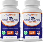 Vitamatic TMG Supplements 1000mg - Trimetilglicina - Betaína Anhidra - 120 Comprimidos