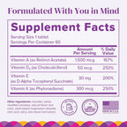 Barimelts ADEK - 60 comprimidos de disolución rápida (2 meses) - Vitaminas bariátricas para mujeres con vitamina A, D, E y K, sabor natural a fresa
