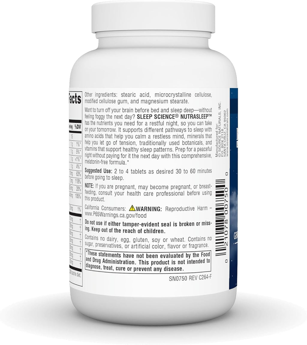 Source Naturals NutraSleep, Ayuda Suave para el Sueño sin Melatonina - 100 Comprimidos