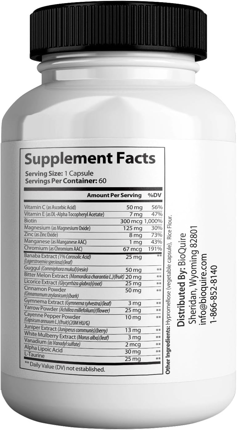BIOQUIRE Gluco Pure Ultra - Suplemento dietético, 60 cápsulas