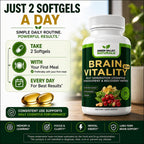 GREEN VALLEY NATURALS Brain Vitality Plus™ – Apoyo Cognitivo para Memoria, Concentración y Claridad Mental con Cognizin® Citicolina, Bacopa Monnieri y DHA Omega-3 | 60 Cápsulas Blandas