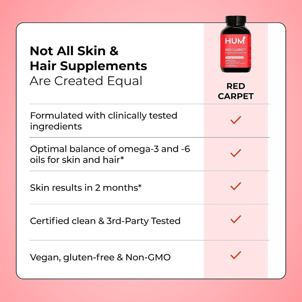 HUM Red Carpet Vitaminas para Piel y Cabello con Vitamina E y Aceite de Semilla de Grosella Negra