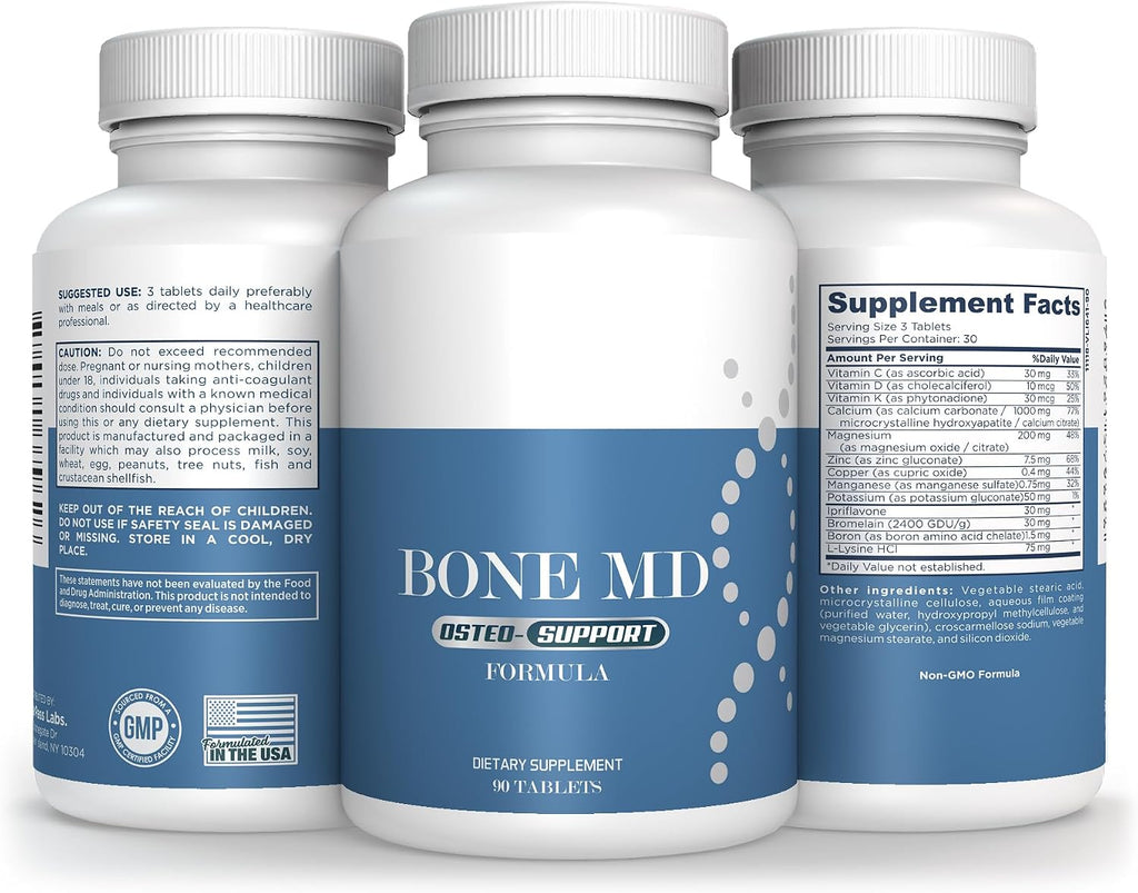 Bone MD Osteo Strength - Suplemento óseo para hombres y mujeres, 90 comprimidos