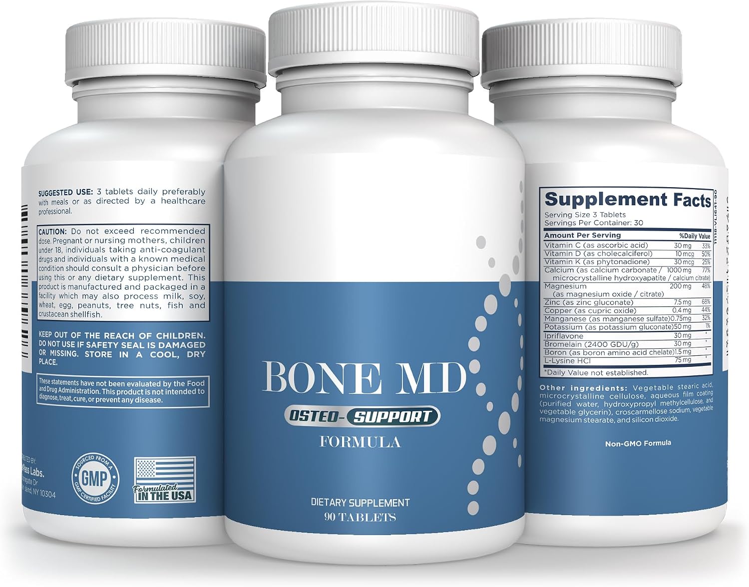Bone MD Osteo Strength - Suplemento óseo para hombres y mujeres, 90 comprimidos