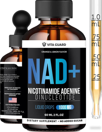 Vita Guard Pure NAD+ Líquido Gotas 1000mg - – 1000 mg de precursores de NAD+ por dosis: para un aporte – Image 1