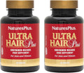 NaturesPlus Ultra Hair Plus - 60 Comprimidos, Paquete de 2 - Fórmula de Liberación Sostenida para Hombres y Mujeres - Sin Gluten
