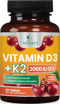 Vitamina D3 K2 2000 UI con MK-7 - 60 Comprimidos Masticables Sabor Berry