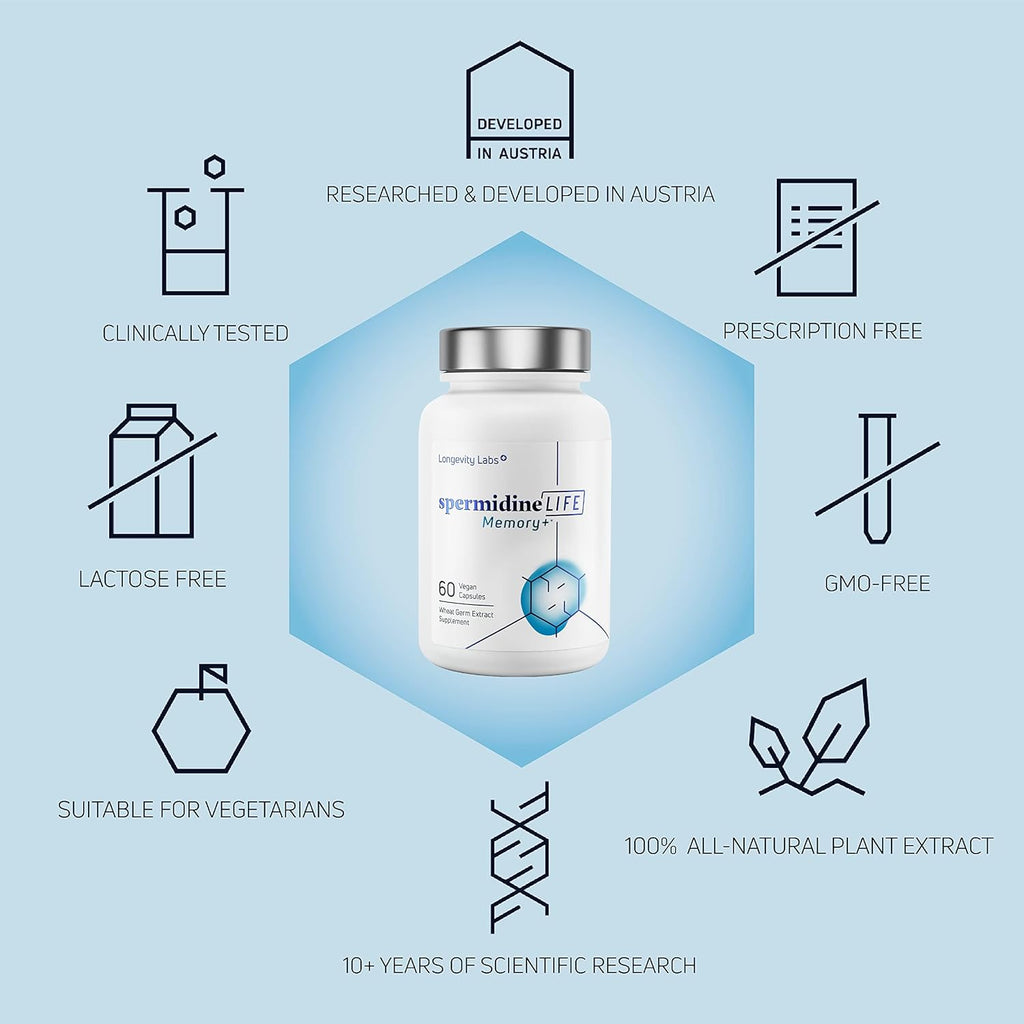 SpermidineLIFE Memory+ 1300mg - 60 Cápsulas Vegetarianas