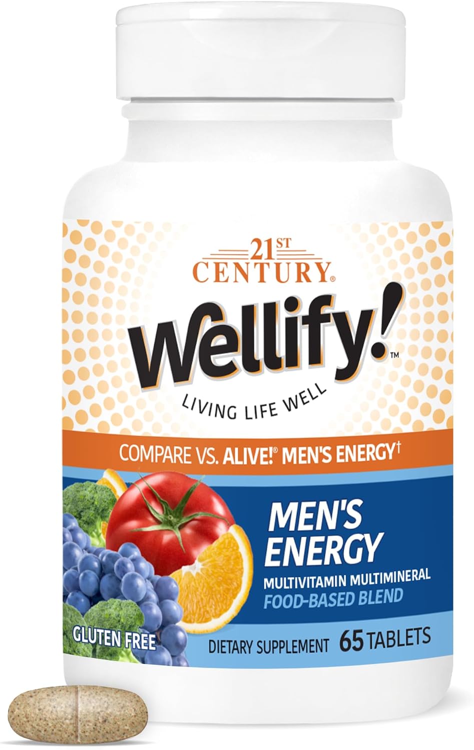 21st Century Wellify Men's Energy Multivitamins with Minerals, 65 Comprimidos