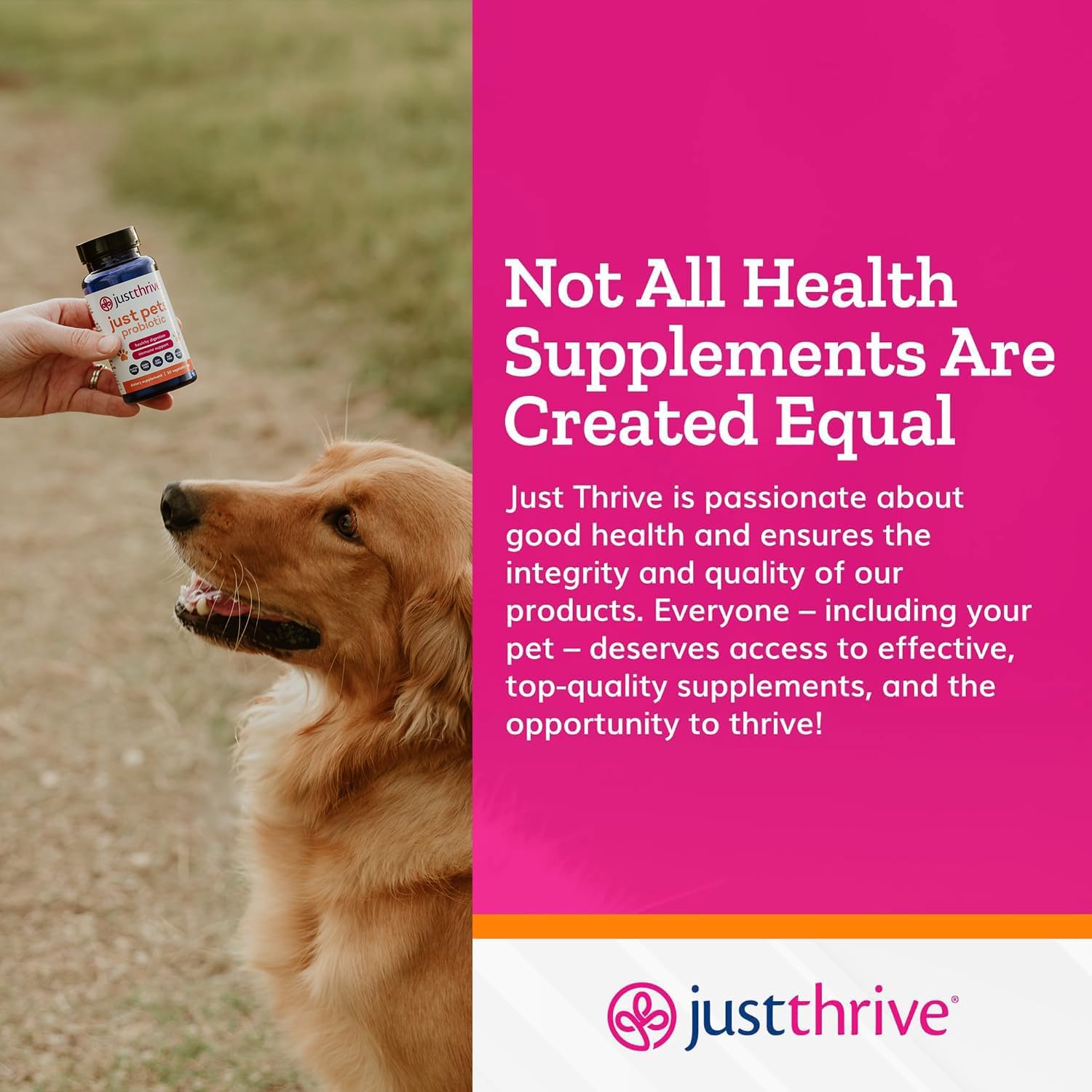Just Thrive Just Pets Probiótico para Perros y Gatos - 4 Mil Millones de UFC - 30 Cápsulas