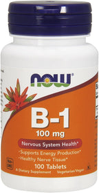 NOW Vitamin B-1 (tiamina) 100mg, 100 comprimidos (Paquete de 4)