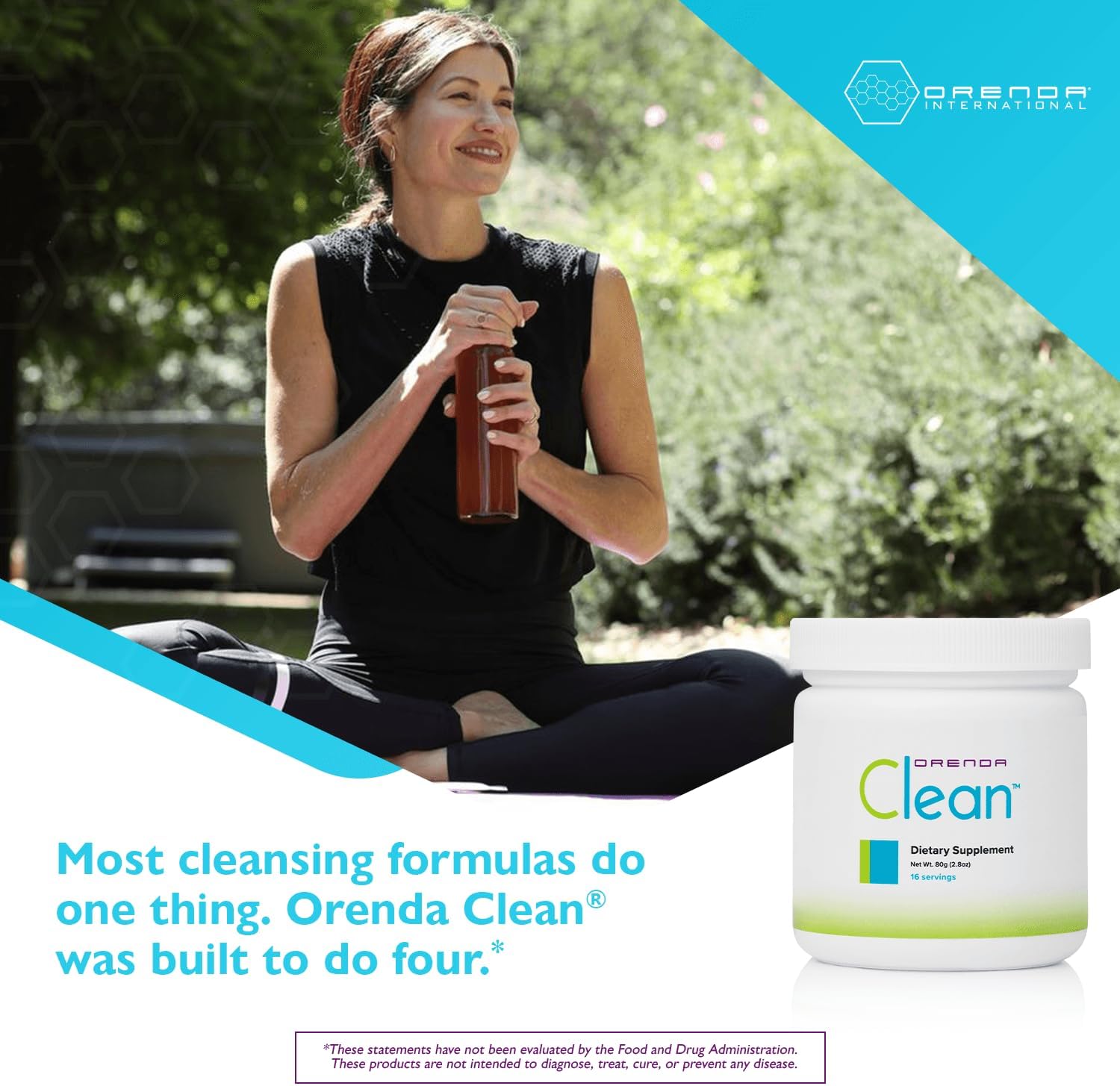 Orenda Clean® 18-Botanical Supplement Powder with Serrapeptase & Milk Thistle, Aronia Berry, Turmeric & Ashwagandha, Liver Support 80g