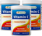 Best Naturals Vitamina C Pura en Polvo 100% - 454 g (1 lb) - Pack de 3