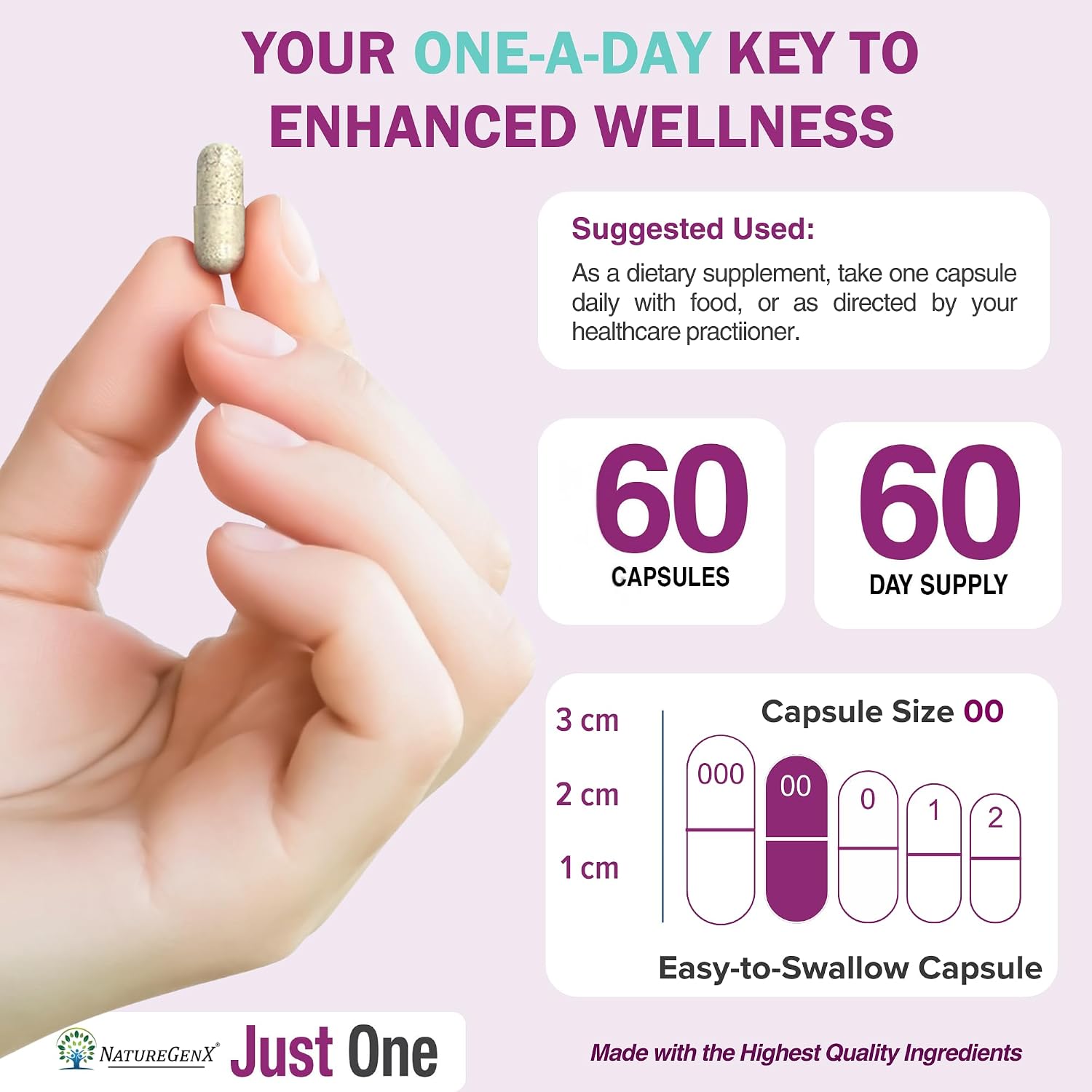 NatureGenX Just One Daily Multivitamínico Metilado - Sin Hierro con Metil B12 y Quatrefolic Metilfolato - 120 Cápsulas Veganas (2 Envases, 4 Meses)