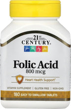 21st Century Ácido Fólico 800 mcg, 180 Tabletas