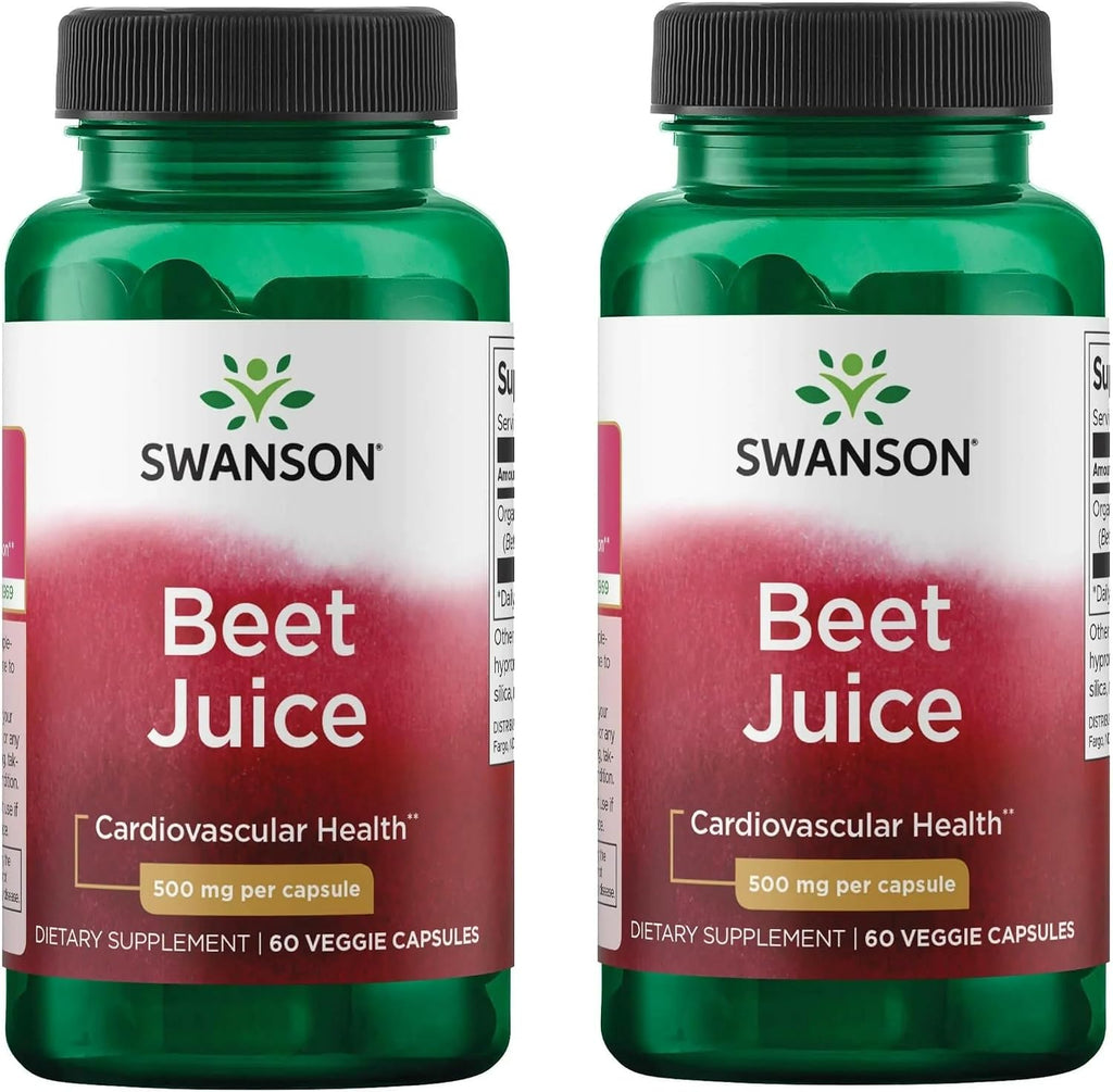 Swanson Zumo de Remolacha Orgánico Liofilizado 500 mg 60 Cápsulas Veganas (2 Paquetes)